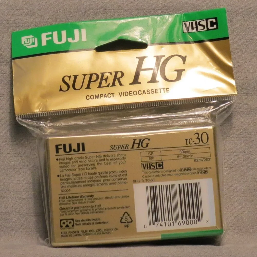 Fuji VHS-C 30-Min Super HG Compact Videocassette New & Sealed